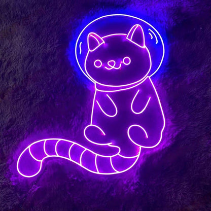 Purple-Blue Cat Astronaut Led Neon Sign For Bedroom Theme Cafe Decor | Shineneon