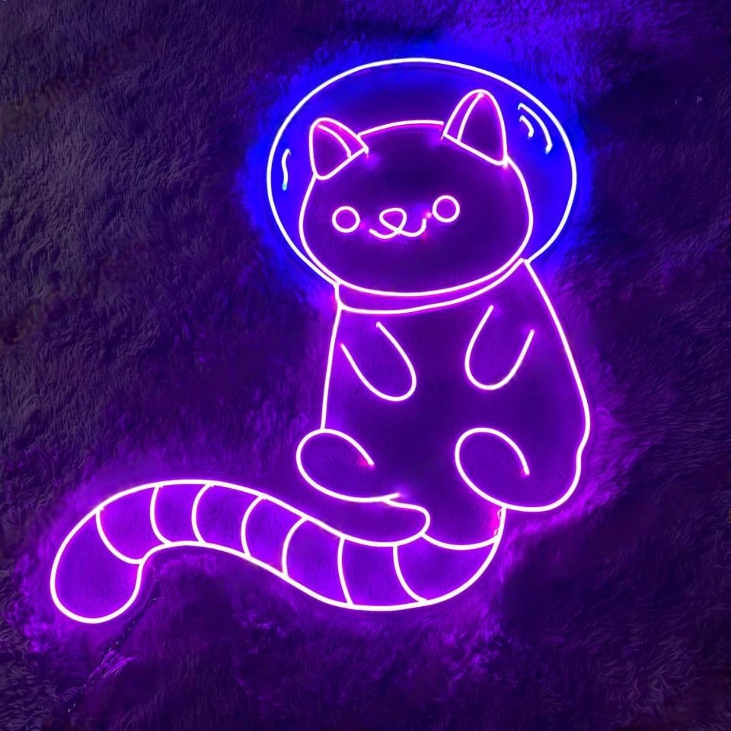 Purple-Blue Cat Astronaut Led Neon Sign For Bedroom Theme Cafe Decor | Shineneon