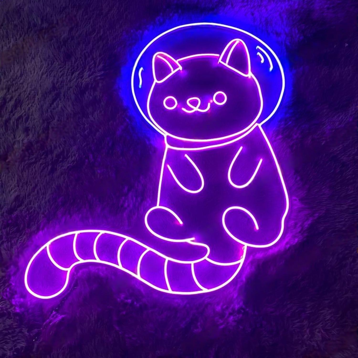 Purple-Blue Cat Astronaut Led Neon Sign For Bedroom Theme Cafe Decor | Shineneon
