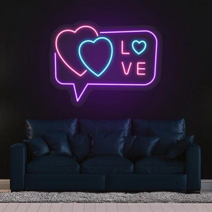Purple Blue Pink Hearts Love LED Neon Sign for Valentines Day Home Decor | Shineneon