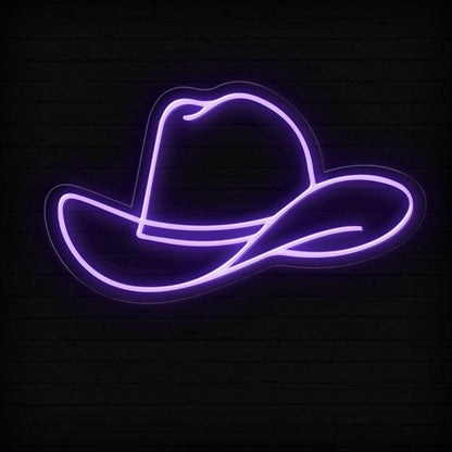 Purple Cowboy Hat Led Neon Sign For Western Themed Decor | Shineneon