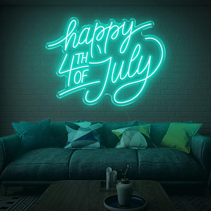 Purple Cursive Happy 4th Led Neon Sign For Indoor July 4th Party Decor | Shineneon