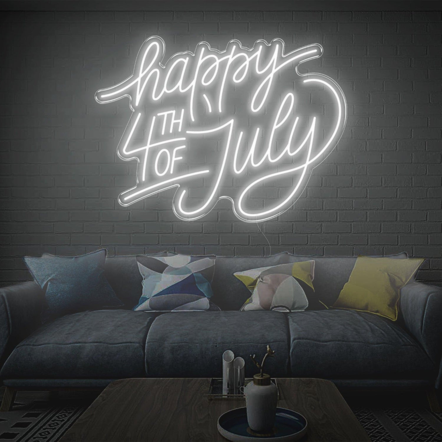 Purple Cursive Happy 4th Led Neon Sign For Indoor July 4th Party Decor | Shineneon