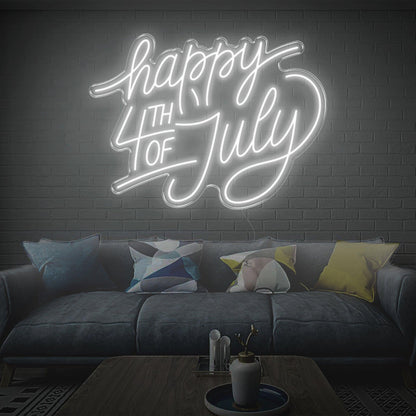 Purple Cursive Happy 4th Led Neon Sign For Indoor July 4th Party Decor | Shineneon