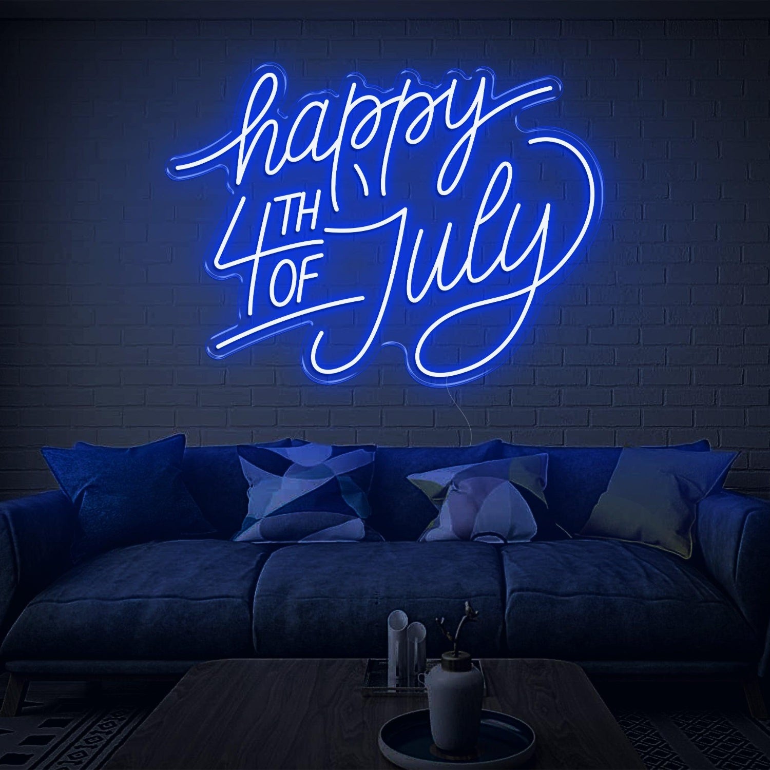 Purple Cursive Happy 4th Led Neon Sign For Indoor July 4th Party Decor | Shineneon