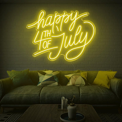 Purple Cursive Happy 4th Led Neon Sign For Indoor July 4th Party Decor | Shineneon