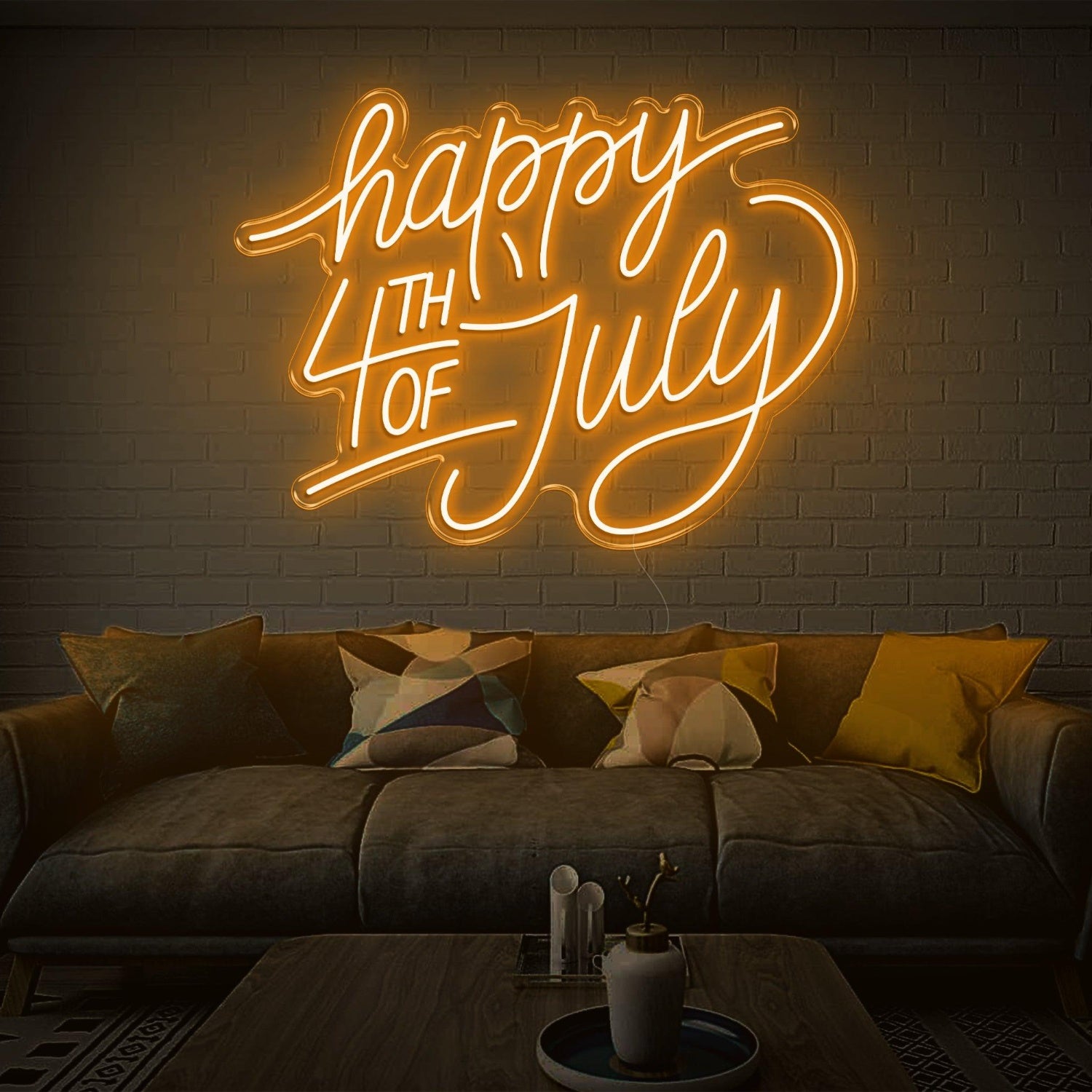 Purple Cursive Happy 4th Led Neon Sign For Indoor July 4th Party Decor | Shineneon