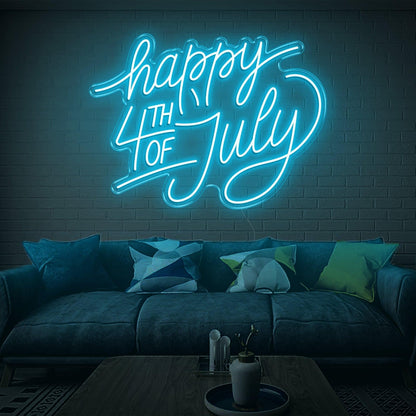 Purple Cursive Happy 4th Led Neon Sign For Indoor July 4th Party Decor | Shineneon
