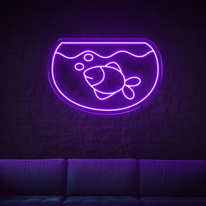 Purple Fishtank Fish Bubbles Led Neon Sign For Home Cafe Wall Decor | Shineneon