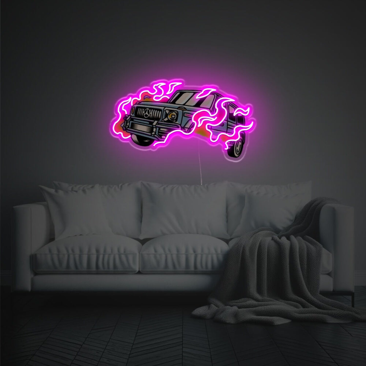 Purple Flame Benz G-Class Suv Led Neon Acrylic Artwork | Shineneon