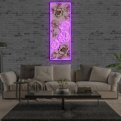 Purple Floral Led Neon Sign Flower Wall Art For Home Decor | Shineneon
