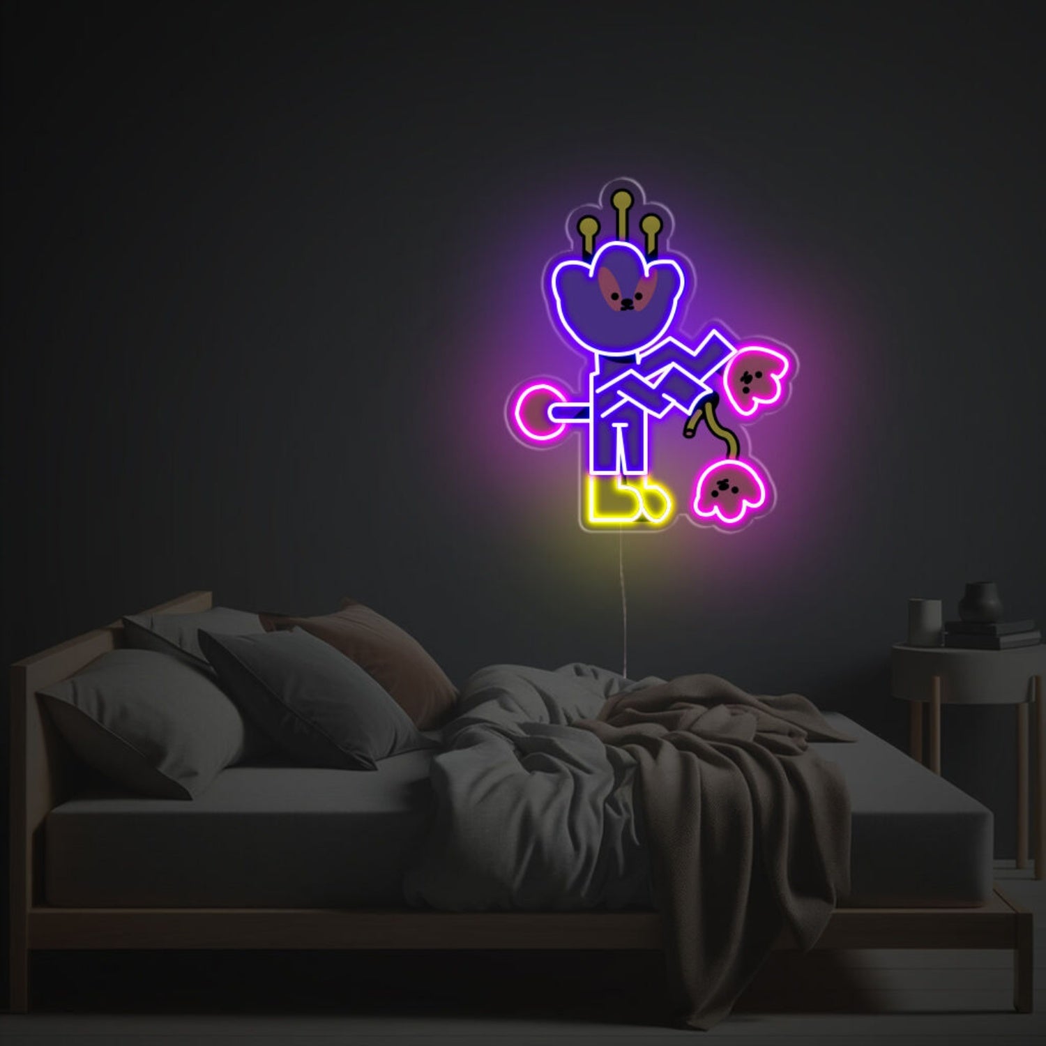 Purple Flower Boy Led Neon Acrylic Artwork | Shineneon
