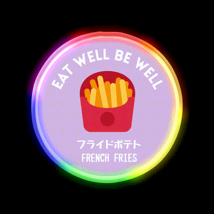Purple Fries Japanese Junk Food Snack Food Led Neon Sign Rgb Color - LED neon sign close-up detail