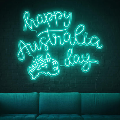 Purple Happy Australia Day Map Flag Led Neon Sign For Indoor Party Decor | Shineneon