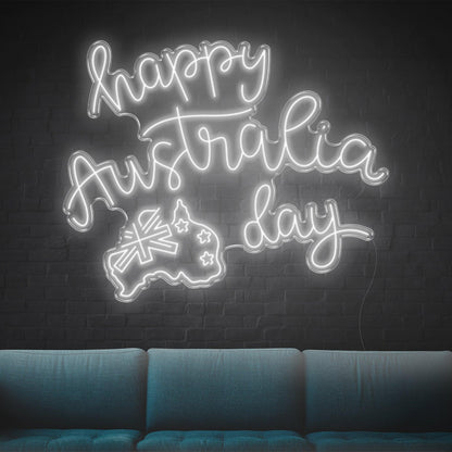 Purple Happy Australia Day Map Flag Led Neon Sign For Indoor Party Decor | Shineneon