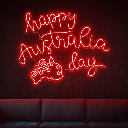 Purple Happy Australia Day Map Flag Led Neon Sign For Indoor Party Decor | Shineneon