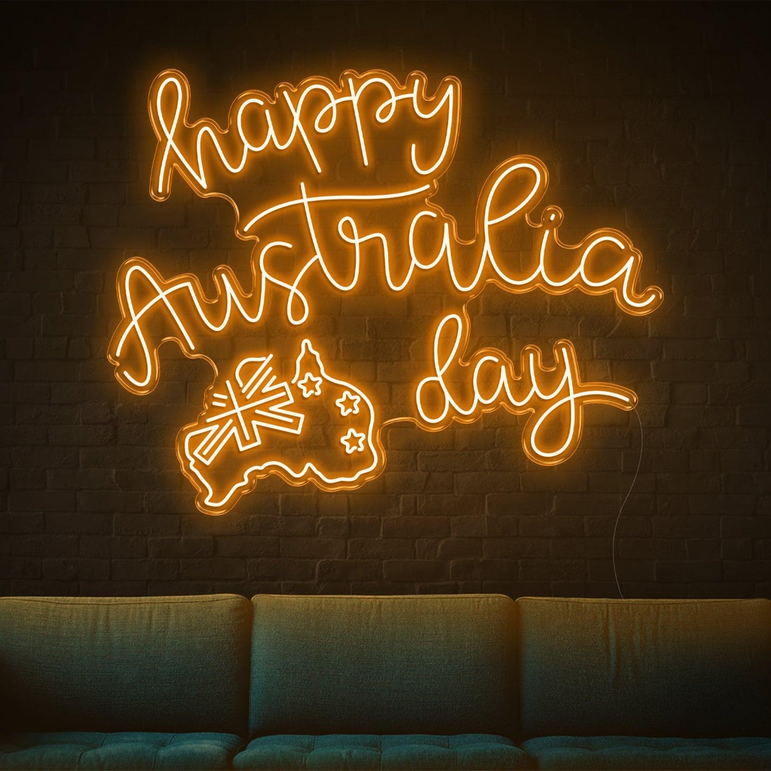 Purple Happy Australia Day Map Flag Led Neon Sign For Indoor Party Decor | Shineneon