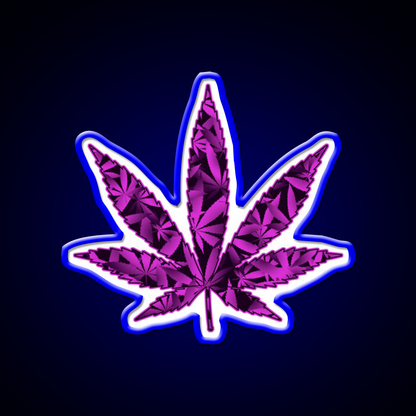 Purple Haze Hemp Inspired Green Leaf Led Neon Sign Rgb Color - LED neon sign view 5