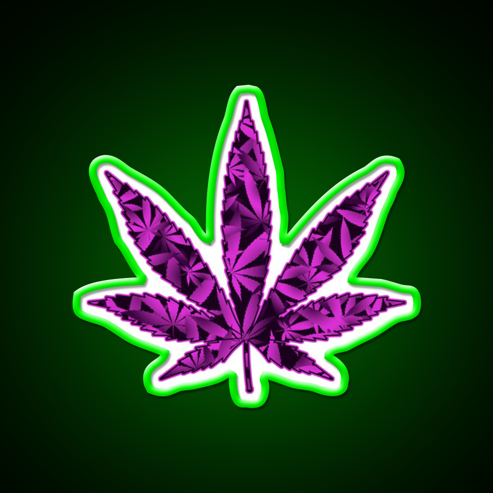 Purple Haze Hemp Inspired Green Leaf Led Neon Sign Rgb Color - LED neon sign view 8