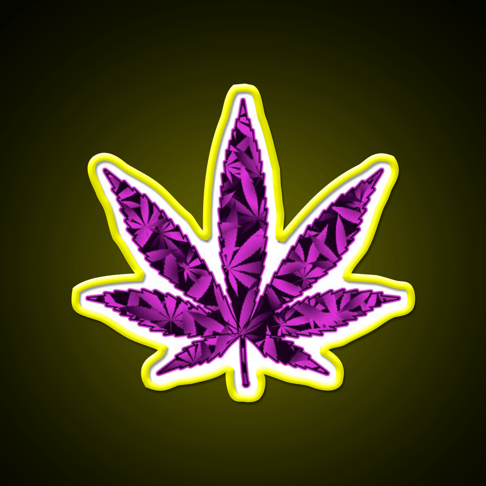 Purple Haze Hemp Inspired Green Leaf Led Neon Sign Rgb Color - Shineneon