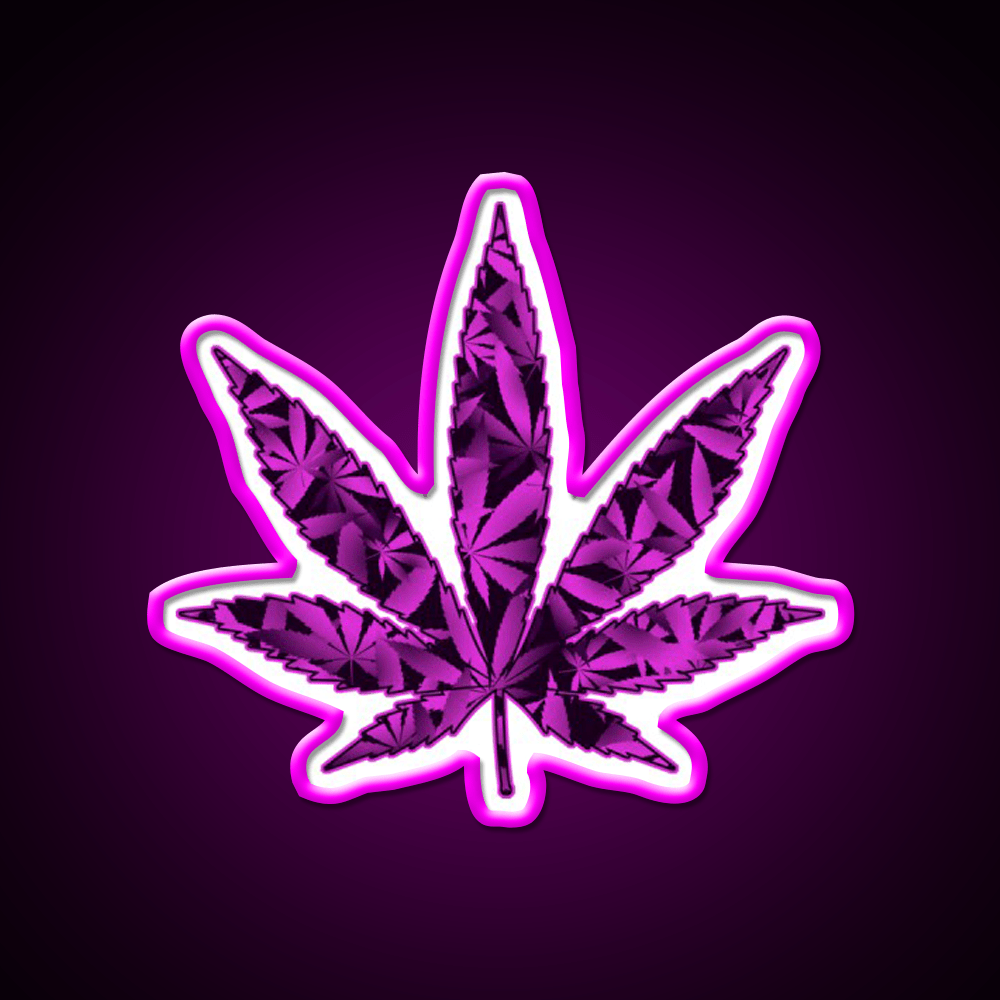 Purple Haze Hemp Inspired Green Leaf Led Neon Sign Rgb Color - Shineneon