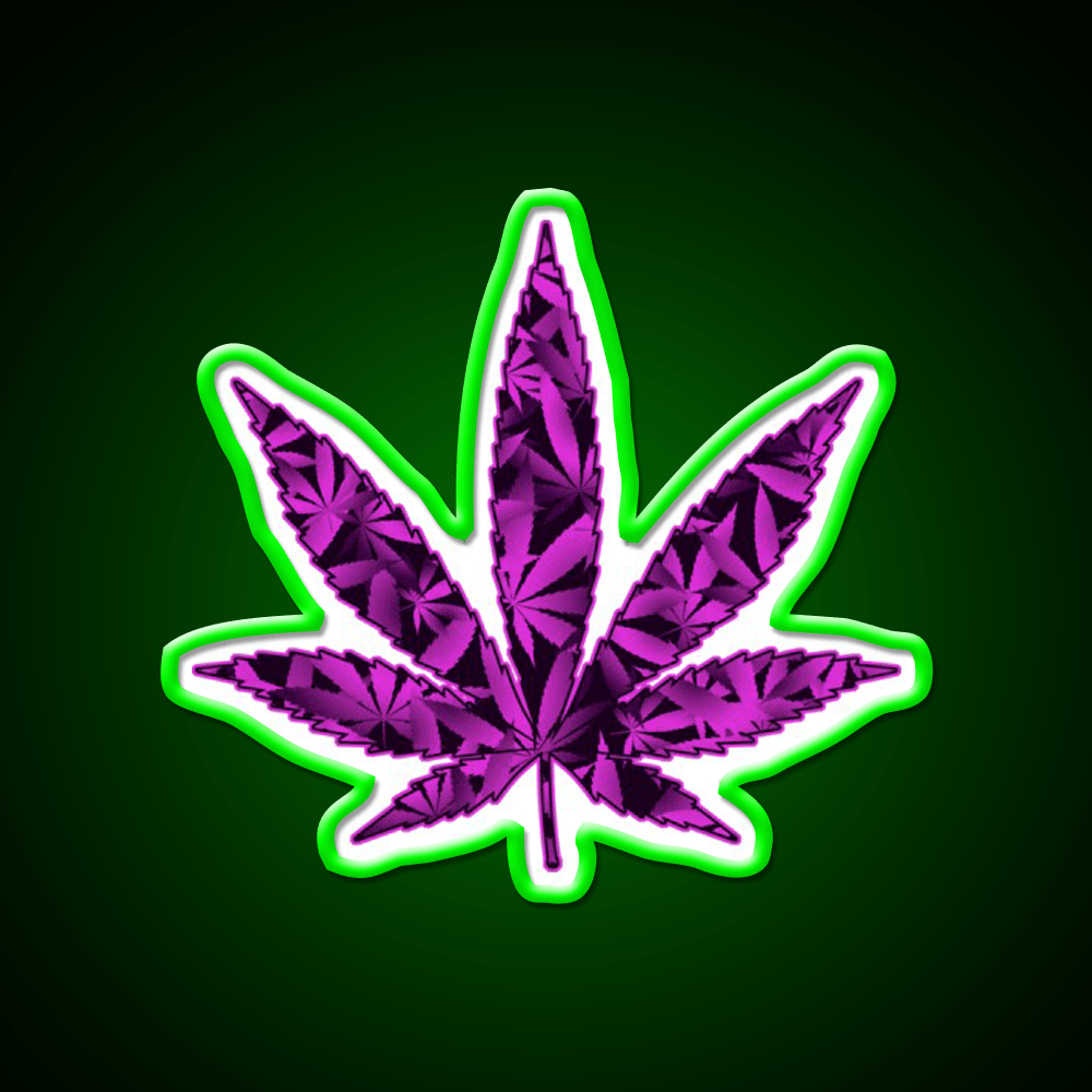 Purple Haze Hemp Inspired Green Leaf Led Neon Sign Rgb Color - Shineneon