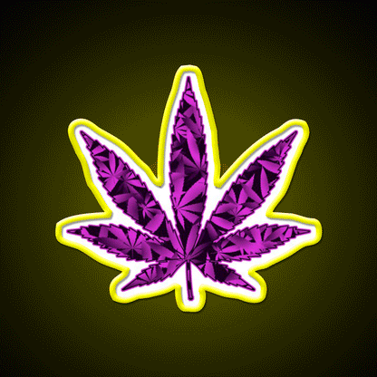 Purple Haze Hemp Inspired Green Leaf Led Neon Sign Rgb Color - Custom LED neon sign front view
