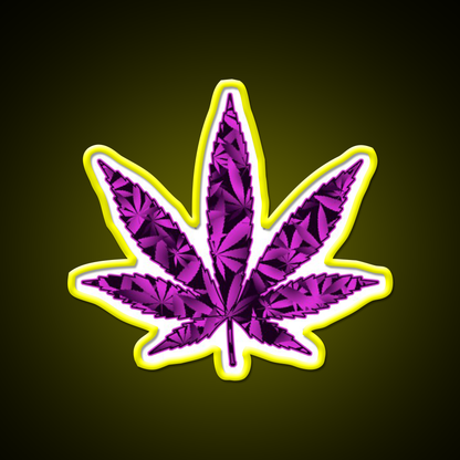 Purple Haze Hemp Inspired Green Leaf Led Neon Sign Rgb Color - LED neon sign view 7