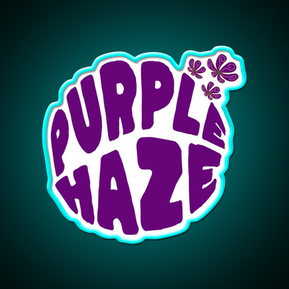 Purple Haze Purple Hemp Inspired Green Leaf Led Neon Sign Rgb Color - Size and dimension reference
