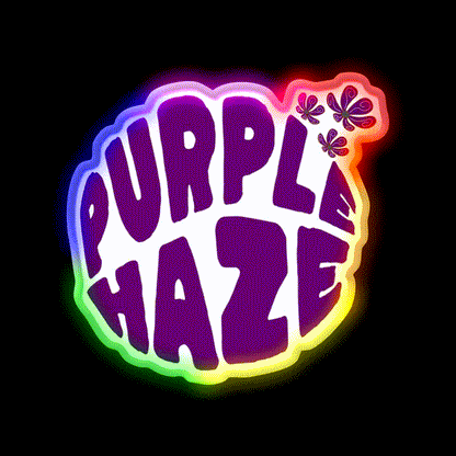Purple Haze Purple Hemp Inspired Green Leaf Led Neon Sign Rgb Color - LED neon sign close-up detail