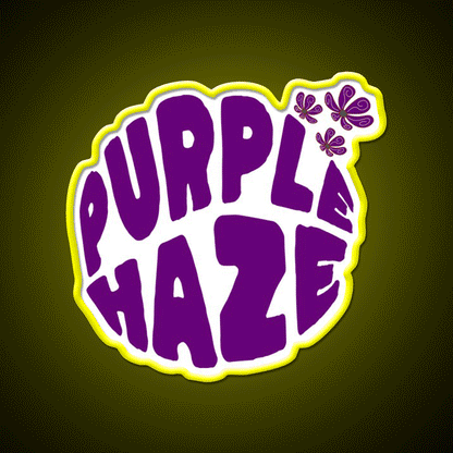 Purple Haze Purple Hemp Inspired Green Leaf Led Neon Sign Rgb Color - Custom LED neon sign front view