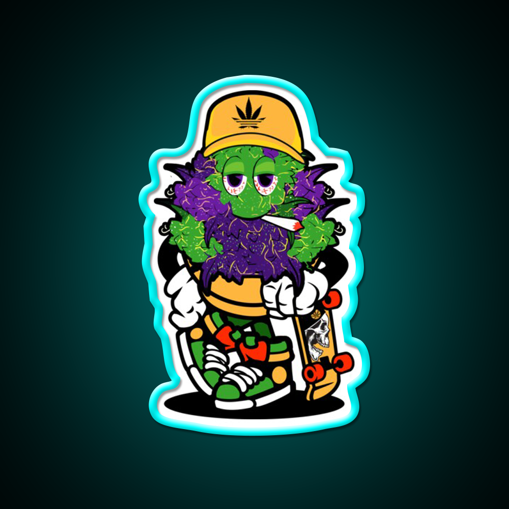 Purple Haze Skater Hemp Inspired Green Leaf Led Neon Sign Rgb Color - Size and dimension reference