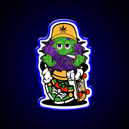 Purple Haze Skater Hemp Inspired Green Leaf Led Neon Sign Rgb Color - Shineneon