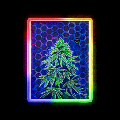 Purple Kush Hemp Inspired Green Leaf Led Neon Sign Rgb Color - LED neon sign close-up detail