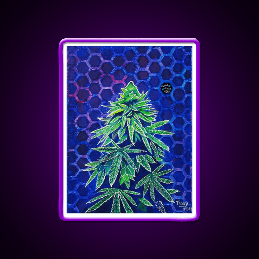 Purple Kush Hemp Inspired Green Leaf Led Neon Sign Rgb Color - Shineneon