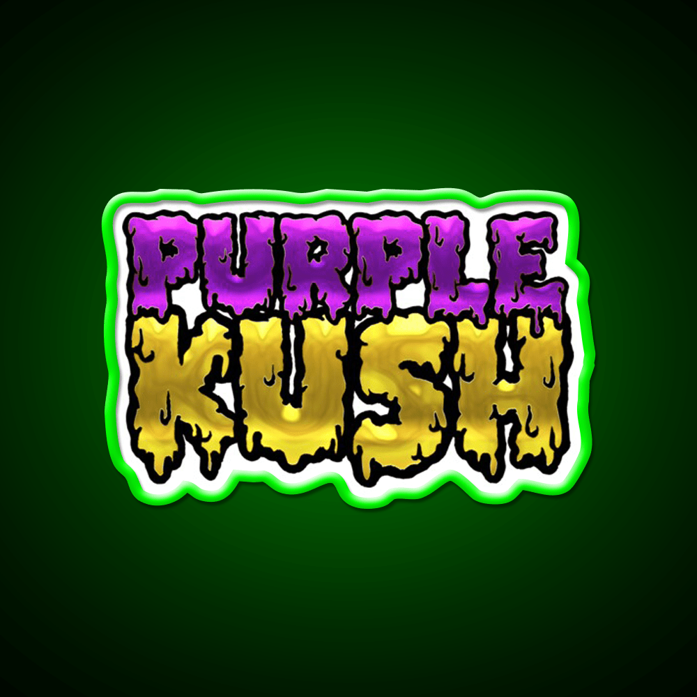 Purple Kush Weed Strain Original Label Green Leaf Led Neon Sign Rgb Color - Shineneon