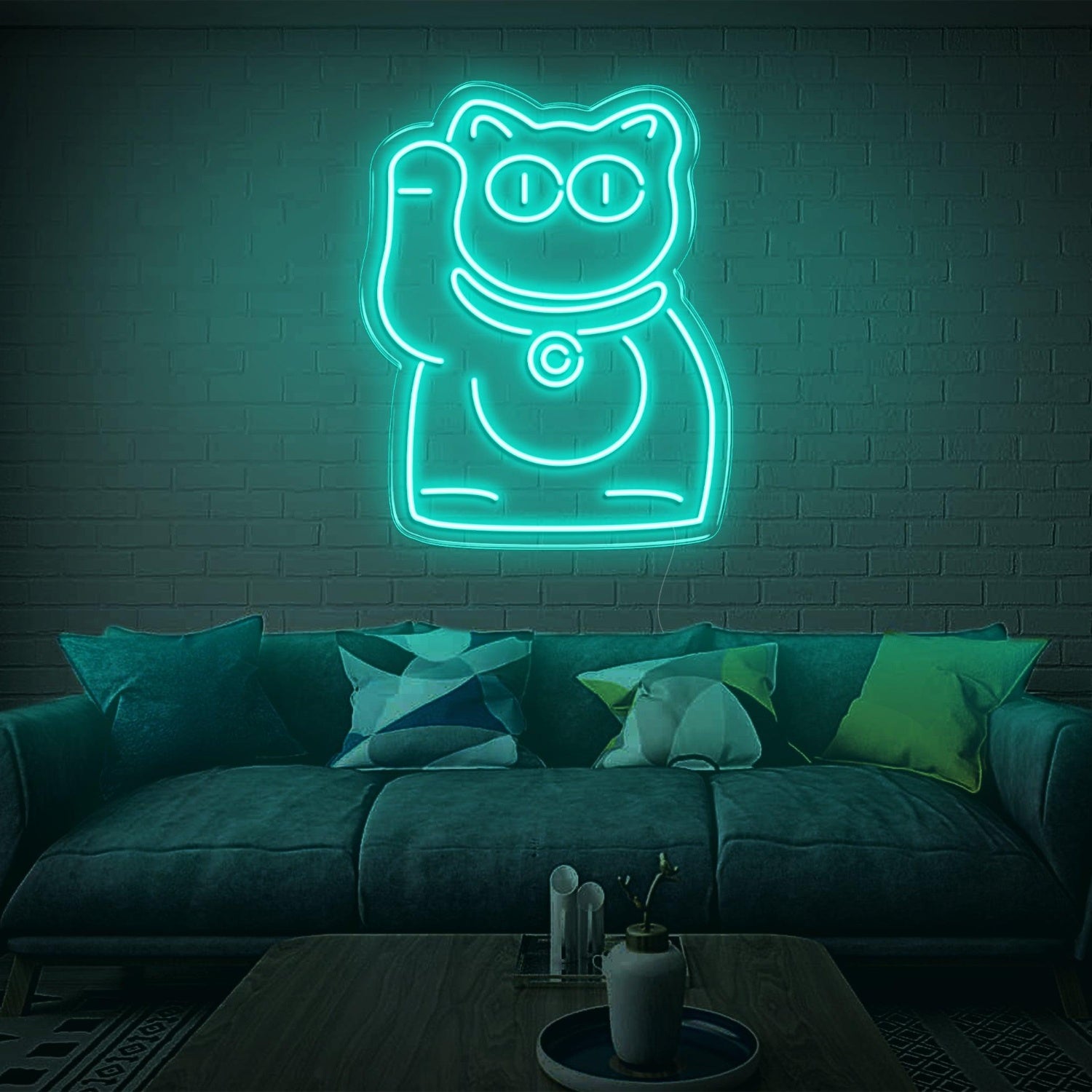 Purple Lucky Cat Led Neon Sign For Modern Indoor Wall Decor | Shineneon