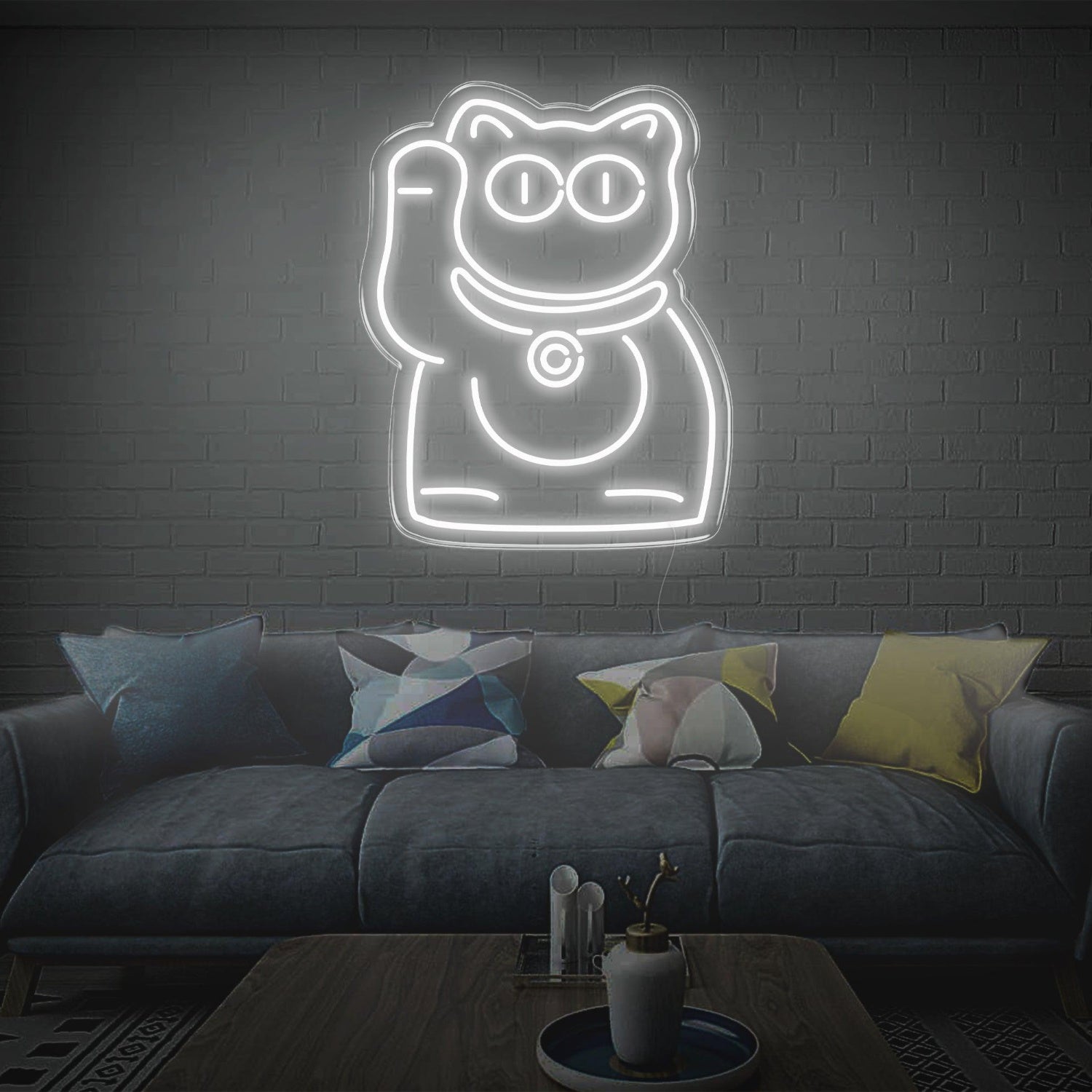 Purple Lucky Cat Led Neon Sign For Modern Indoor Wall Decor | Shineneon