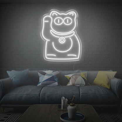 Purple Lucky Cat Led Neon Sign For Modern Indoor Wall Decor | Shineneon