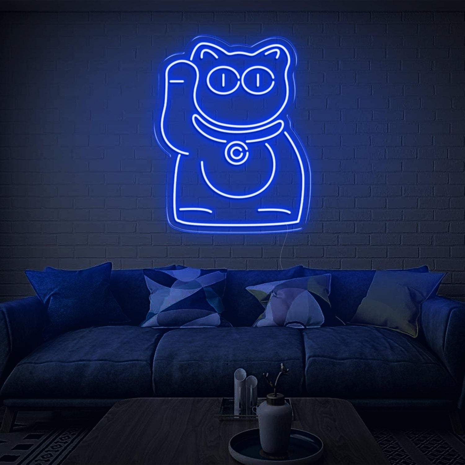 Purple Lucky Cat Led Neon Sign For Modern Indoor Wall Decor | Shineneon