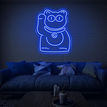 Purple Lucky Cat Led Neon Sign For Modern Indoor Wall Decor | Shineneon