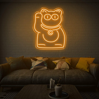 Purple Lucky Cat Led Neon Sign For Modern Indoor Wall Decor | Shineneon