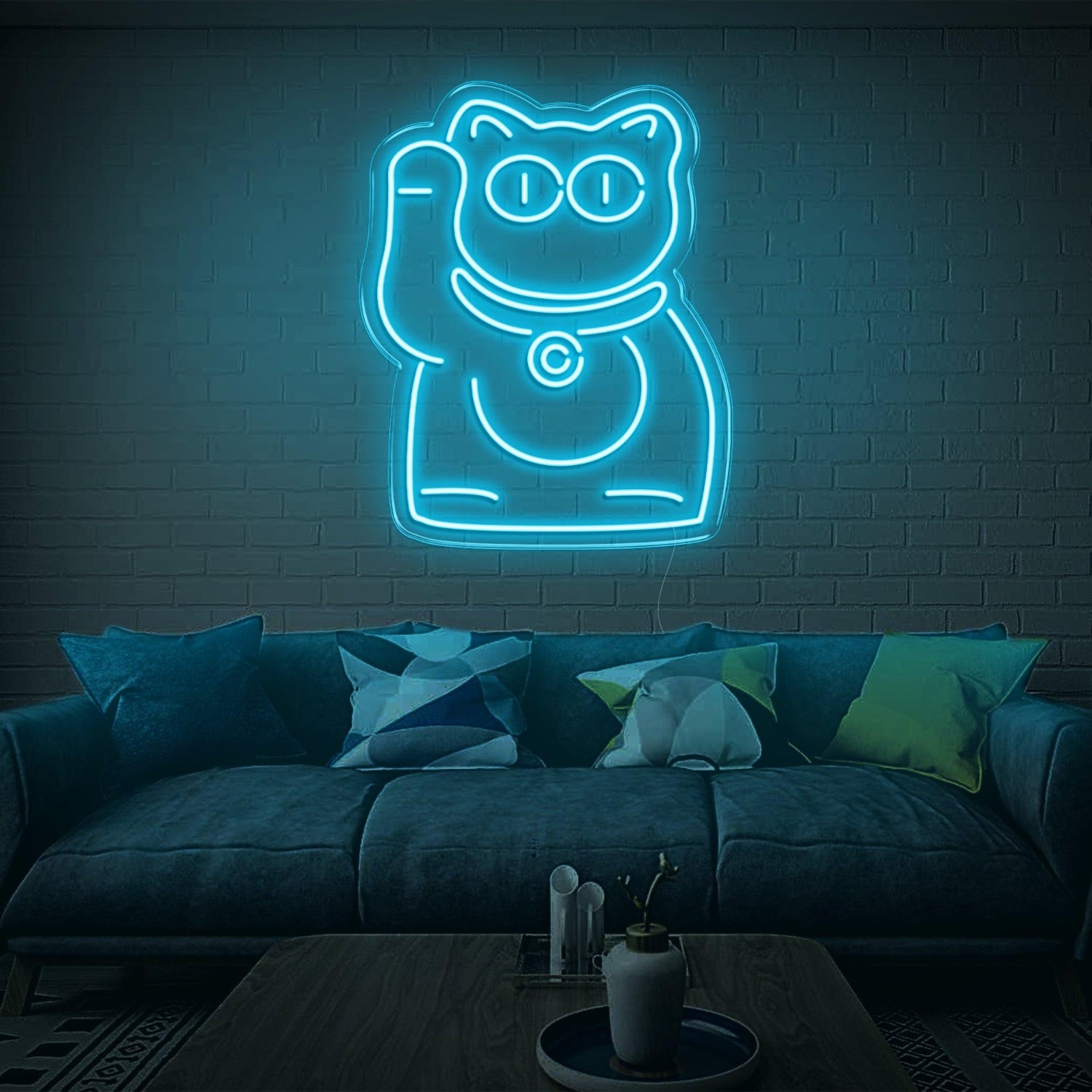 Purple Lucky Cat Led Neon Sign For Modern Indoor Wall Decor | Shineneon
