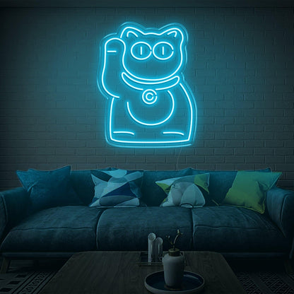 Purple Lucky Cat Led Neon Sign For Modern Indoor Wall Decor | Shineneon