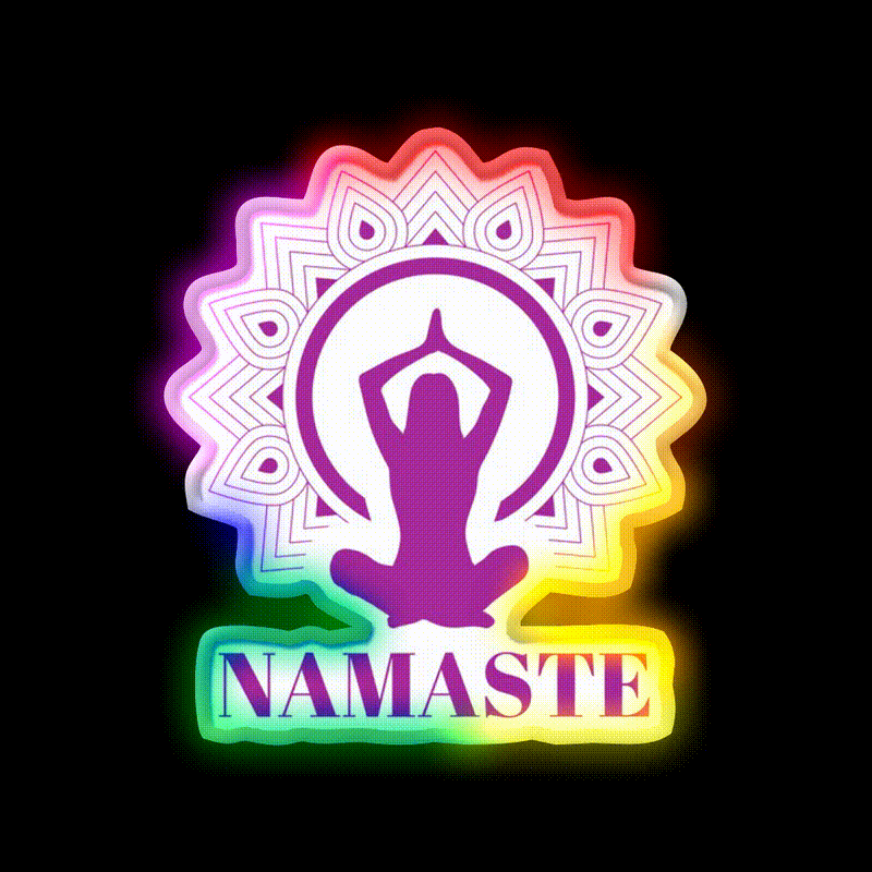 Purple Namaste Yoga Led Neon Sign For Wellness Space Rgb Color