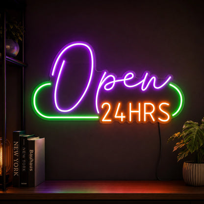 Purple Open 24 Hrs Neon Sign LED Neon Sign high-converting product image