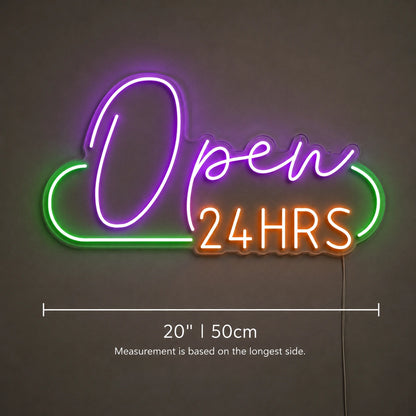 Purple Open 24 Hrs Neon Sign LED Neon Sign size image