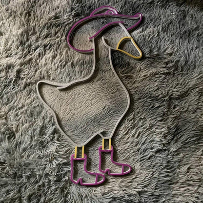 Purple Orange Cartoon Cowboy Duck Led Neon Sign For Home Cafe Decor | Shineneon