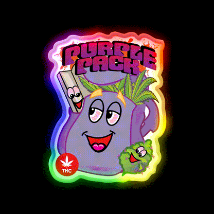 Purple Packs Label Hemp Inspired Green Leaf Led Neon Sign Rgb Color - LED neon sign close-up detail