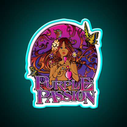Purple Passion Strain Art Hemp Inspired Green Leaf Led Neon Sign Rgb Color - Size and dimension reference